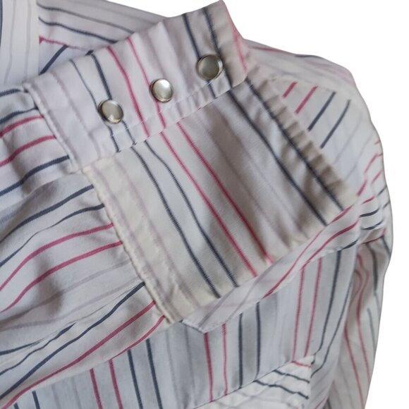 Vintage 1980s Mens Western Shirt XL White Stripes Indy - Picture 3 of 5